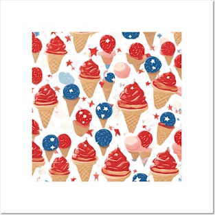 Patriotic Sweetness, 4th of July Ice Cream Celebration Posters and Art